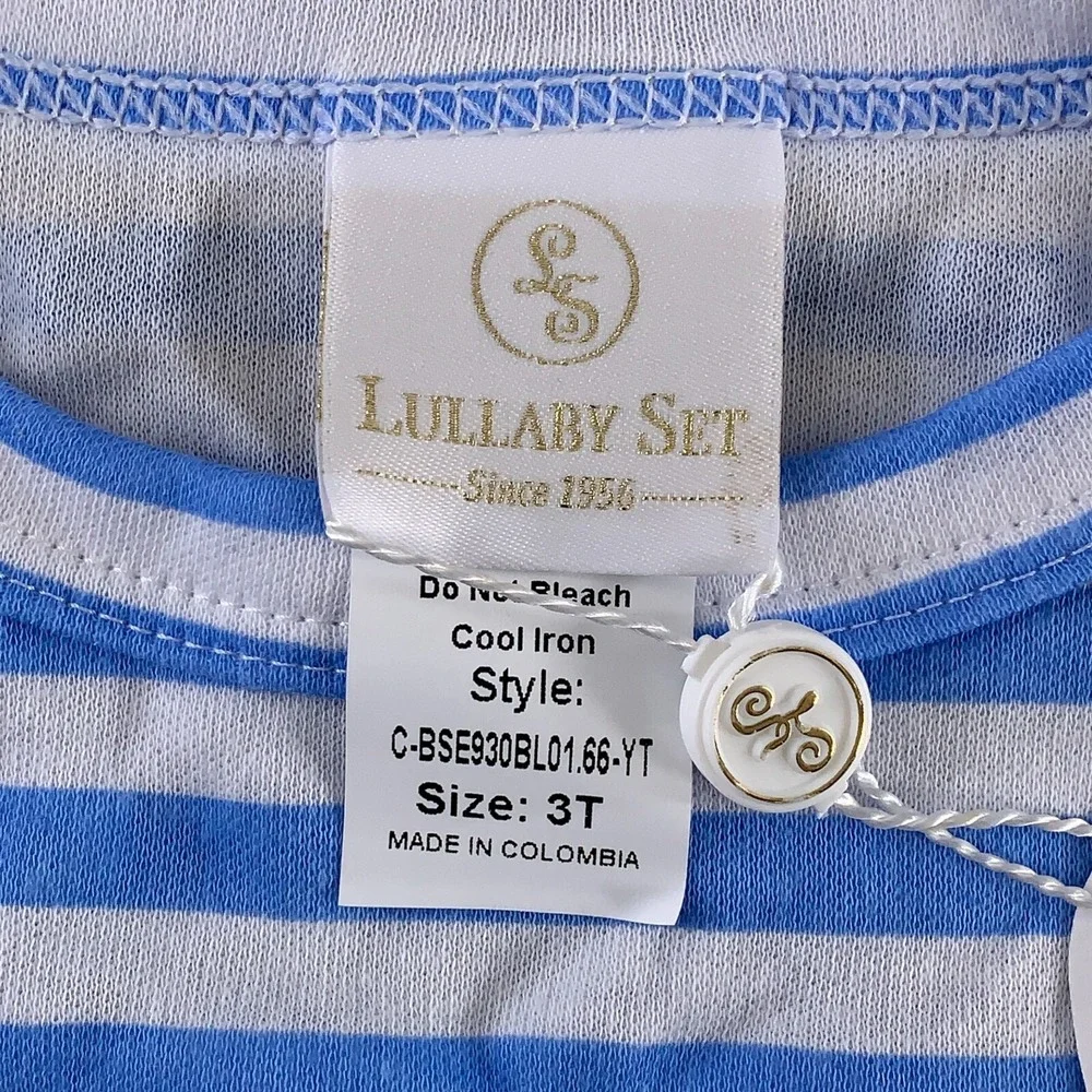 Lullaby Set Toddler Size 3T Blue White Striped Helicopter 2 Piece Pajama Set NWT